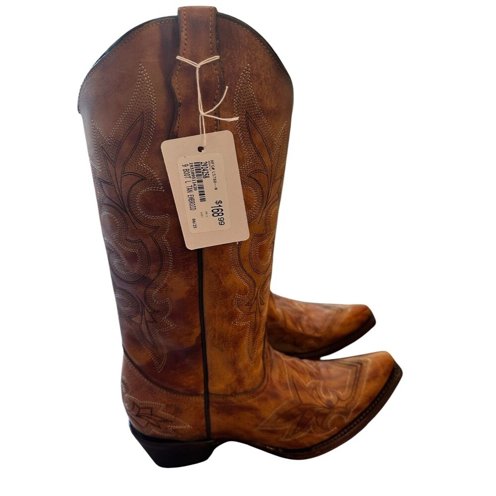 NWT Circle G L5780 Cowgirl Western Boots Women’s Size 9 Tan Embroidered Leather